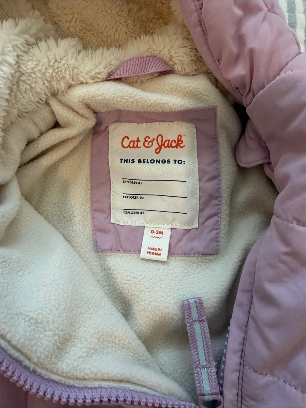 Cat & Jack Mauve Quilted Hooded One-Piece Footie